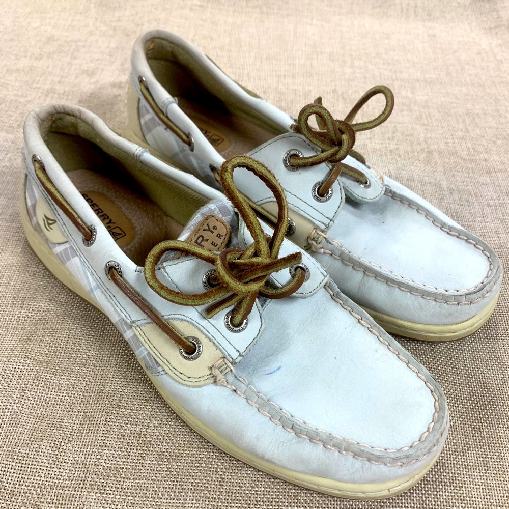 Baby blue plaid Sperry’s